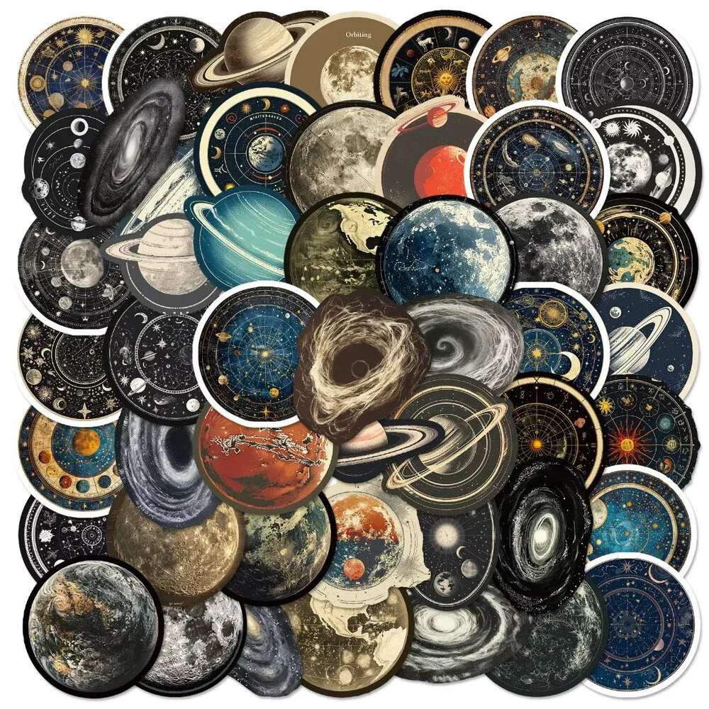 50PCS Space Station & Starry Sky Graffiti Stickers – Waterproof & DIY